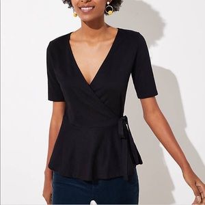 NWOT LOFT black wrap top